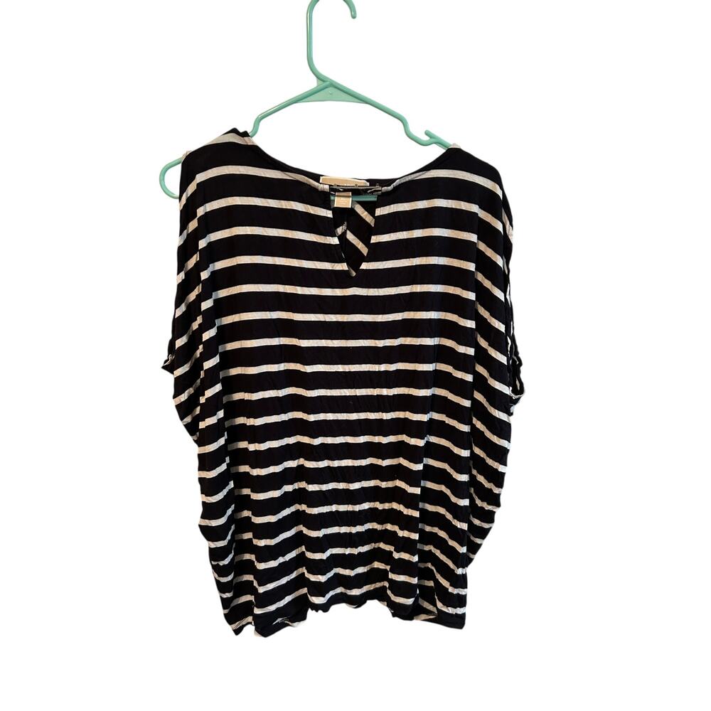 MICHAEL Michael Kors Black and White Striped Blouse XL